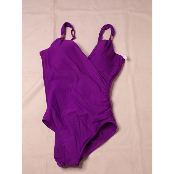 🆕 MIRACLESUIT Razzle Dazzle Siren Slimming UW One Piece Swimsuit 14 Purple - Picture 7 of 11